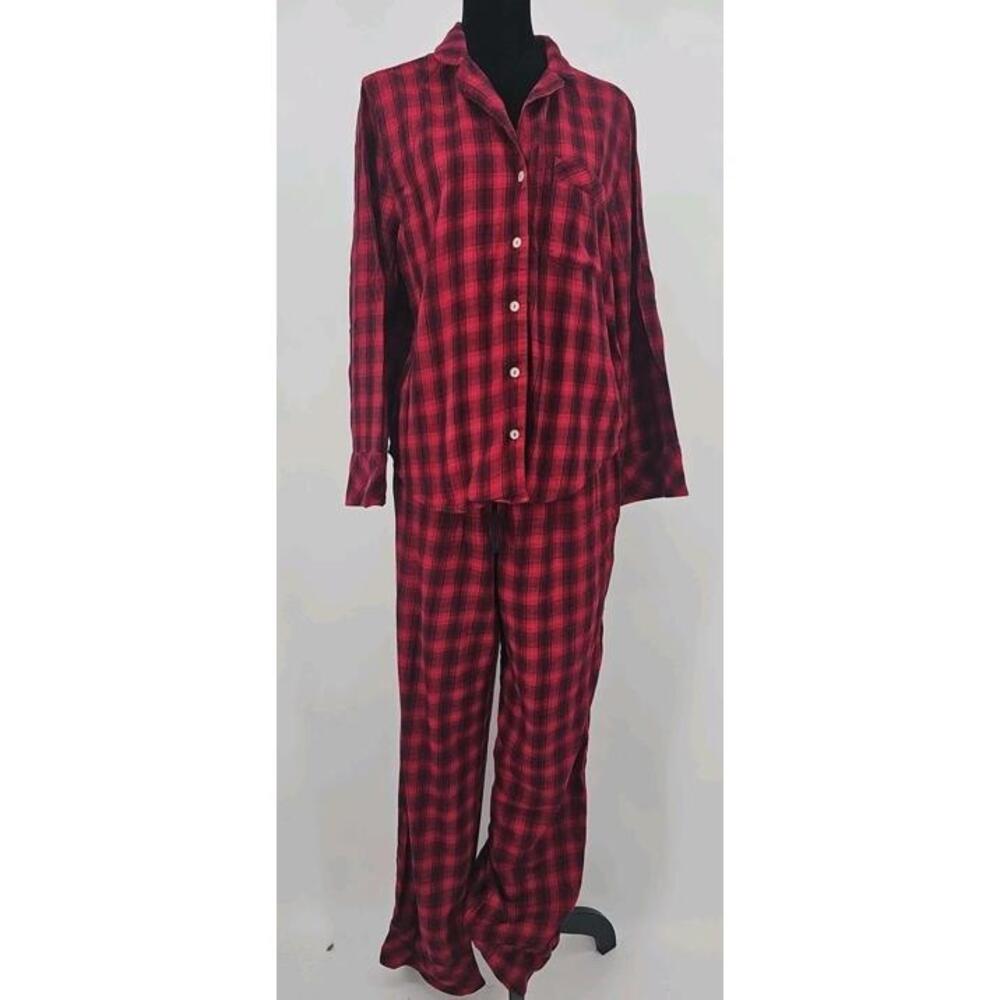 Victoria's Secret Women's‎ Red Plaid Holiday Pajama Set Size Large Long Sleeve